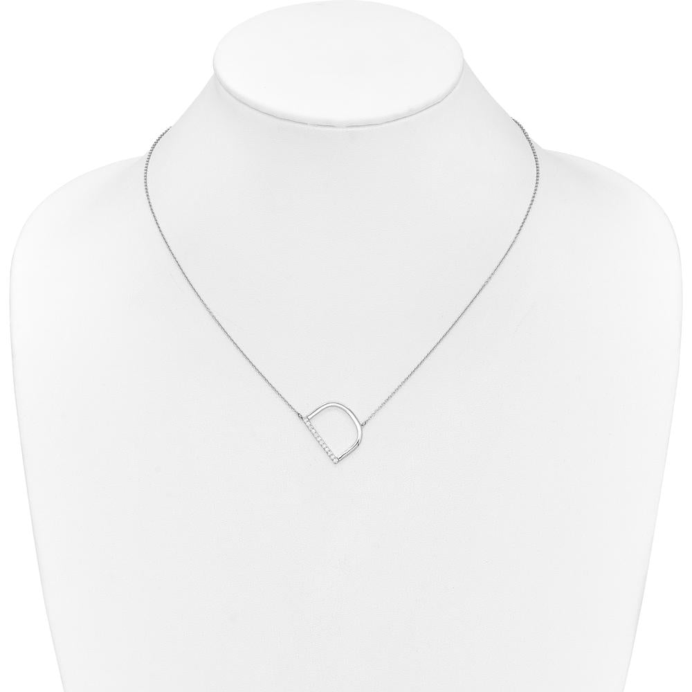 14K White Gold Sideways Diamond Initial D Necklace - Personalized Luxury Jewelry by Oro Pregiato