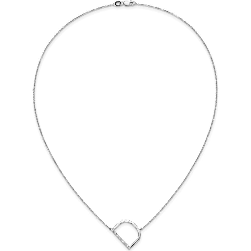 14K White Gold Sideways Diamond Initial D Necklace - Personalized Luxury Jewelry by Oro Pregiato