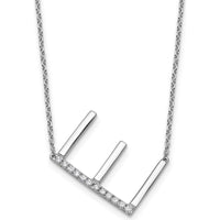14K White Gold Sideways Diamond Initial "E" Pendant Necklace - Personalized Design with Diamonds by Oro Pregiato