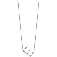 14K White Gold Sideways Diamond Initial "E" Pendant Necklace - Personalized Design with Diamonds by Oro Pregiato