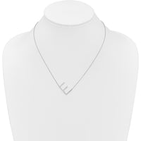 14K White Gold Sideways Diamond Initial "E" Pendant Necklace - Personalized Design with Diamonds by Oro Pregiato