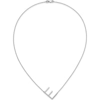 14K White Gold Sideways Diamond Initial "E" Pendant Necklace - Personalized Design with Diamonds by Oro Pregiato