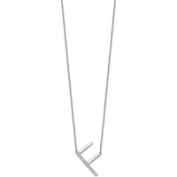 14K White Gold Sideways Diamond Initial F Necklace - 0.15 Carat Total Diamond Weight by Oro Pregiato