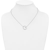 14K White Gold Sideways Diamond Initial G Necklace - Personalized 18" Pendant with Diamonds by Oro Pregiato
