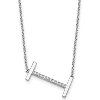14K White Gold Sideways Diamond Initial "I" Pendant Necklace with Polished Finish by Oro Pregiato