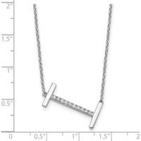 14K White Gold Sideways Diamond Initial "I" Pendant Necklace with Polished Finish by Oro Pregiato