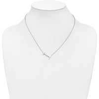 14K White Gold Sideways Diamond Initial "I" Pendant Necklace with Polished Finish by Oro Pregiato