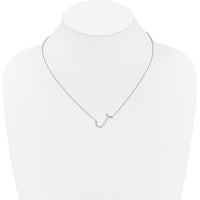 14K White Gold Sideways Diamond Initial J Necklace with Polished Finish - 0.12 Carat Total Diamond Weight by Oro Pregiato