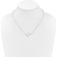 14K White Gold Sideways Diamond Initial N Necklace - 0.10 Carat Total Diamond Weight by Oro Pregiato
