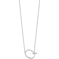 14K White Gold Sideways Diamond Initial Q 18" Necklace with Rhodium-Plated Finish by Oro Pregiato