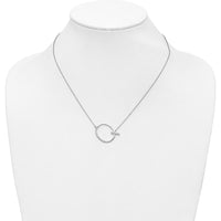14K White Gold Sideways Diamond Initial Q 18" Necklace with Rhodium-Plated Finish by Oro Pregiato