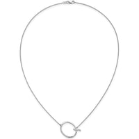 14K White Gold Sideways Diamond Initial Q 18" Necklace with Rhodium-Plated Finish by Oro Pregiato
