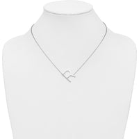 14K White Gold Sideways Diamond Initial R Necklace with Polished Finish - 0.15 Carat Total Diamond Weight by Oro Pregiato