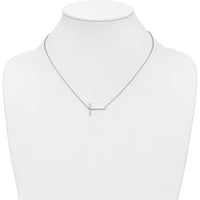 14K White Gold Sideways Diamond Initial T Necklace with Polished Cable Chain - 0.10 Carat Total Diamond Weight by Oro Pregiato