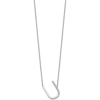 14K White Gold Sideways Diamond Initial "U" Pendant Necklace - 0.10 Carat Total Diamond Weight by Oro Pregiato