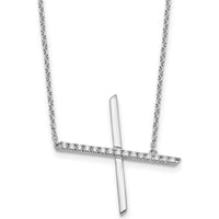 14K White Gold Sideways Diamond Initial "X" Necklace - 0.10 Carat Total Diamond Weight by Oro Pregiato