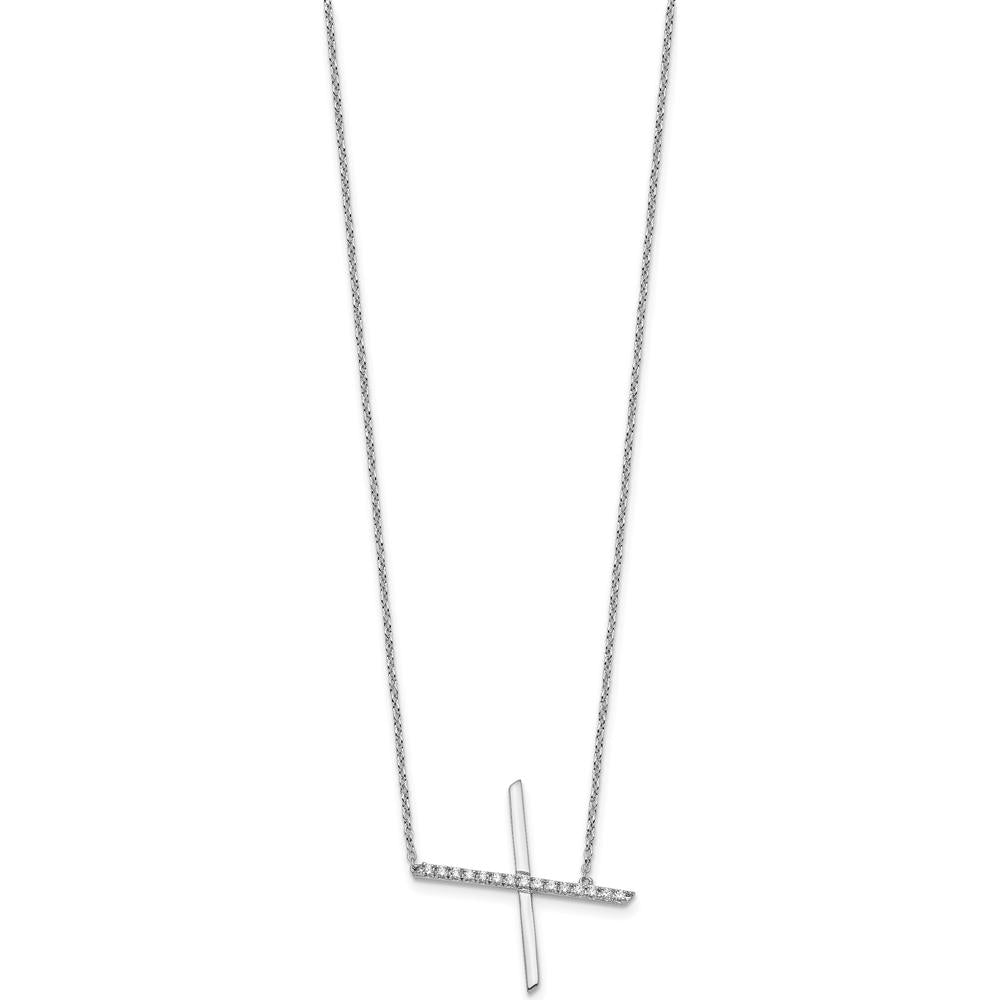 14K White Gold Sideways Diamond Initial "X" Necklace - 0.10 Carat Total Diamond Weight by Oro Pregiato