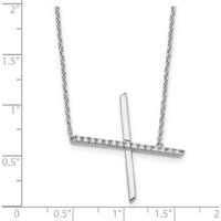 14K White Gold Sideways Diamond Initial "X" Necklace - 0.10 Carat Total Diamond Weight by Oro Pregiato
