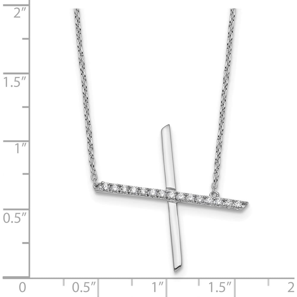 14K White Gold Sideways Diamond Initial "X" Necklace - 0.10 Carat Total Diamond Weight by Oro Pregiato