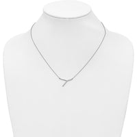 14K White Gold Sideways Diamond Initial Y Necklace - Personalized Pendant with Diamond Accents by Oro Pregiato