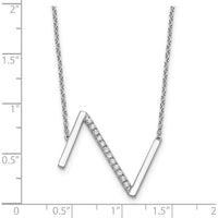 14K White Gold Sideways Diamond Initial Z Necklace with Rhodium Plating by Oro Pregiato