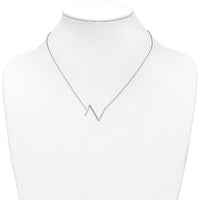14K White Gold Sideways Diamond Initial Z Necklace with Rhodium Plating by Oro Pregiato