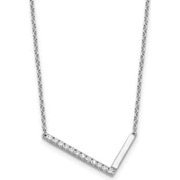14K White Gold Sideways "L" Diamond Pendant Necklace - 0.20 Carat Total Diamond Weight by Oro Pregiato
