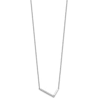 14K White Gold Sideways "L" Diamond Pendant Necklace - 0.20 Carat Total Diamond Weight by Oro Pregiato