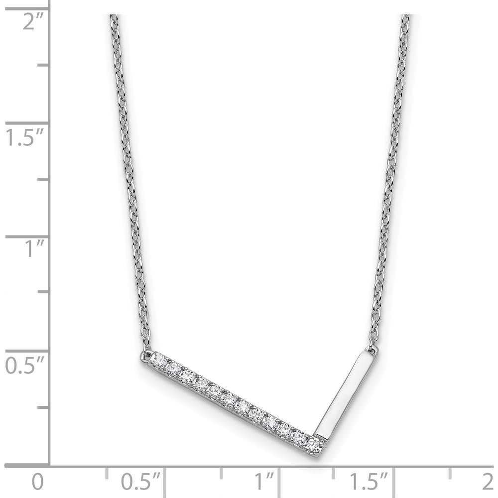 14K White Gold Sideways "L" Diamond Pendant Necklace - 0.20 Carat Total Diamond Weight by Oro Pregiato