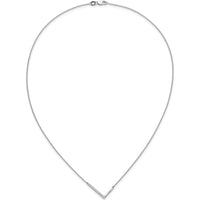 14K White Gold Sideways "L" Diamond Pendant Necklace - 0.20 Carat Total Diamond Weight by Oro Pregiato