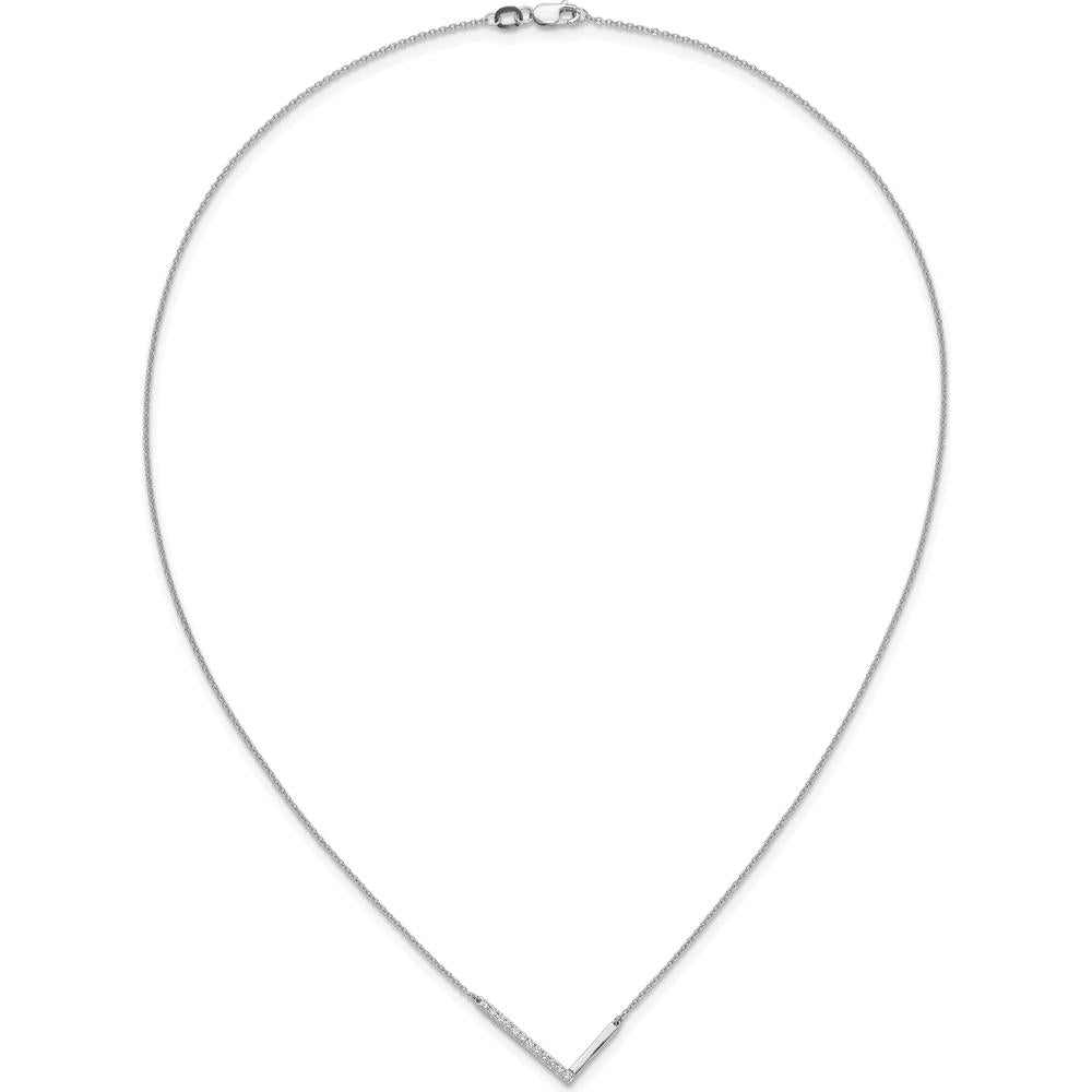 14K White Gold Sideways "L" Diamond Pendant Necklace - 0.20 Carat Total Diamond Weight by Oro Pregiato