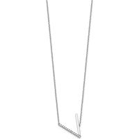 14K White Gold Sideways V Pendant Necklace with Diamonds - Personalized Initial V Charm by Oro Pregiato
