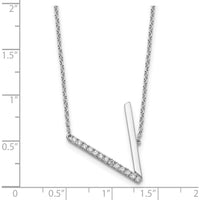 14K White Gold Sideways V Pendant Necklace with Diamonds - Personalized Initial V Charm by Oro Pregiato