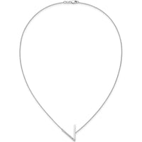 14K White Gold Sideways V Pendant Necklace with Diamonds - Personalized Initial V Charm by Oro Pregiato