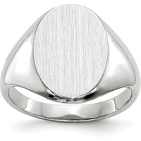 14K White Gold Signet Ring with Brushed Satin Finish - 8.0x11.5mm by 0