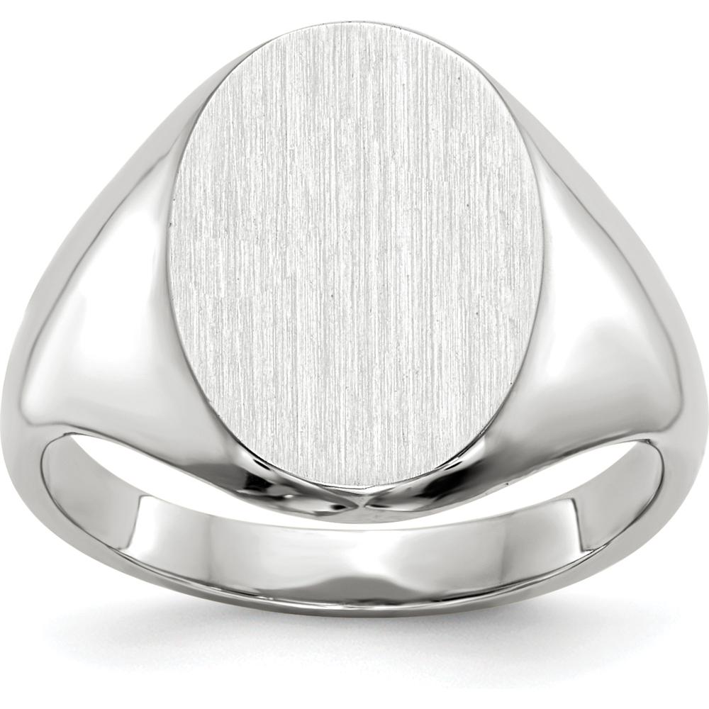 14K White Gold Signet Ring with Brushed Satin Finish - 8.0x11.5mm by 0