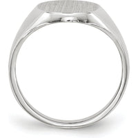14K White Gold Signet Ring with Brushed Satin Finish - 8.0x11.5mm by 0