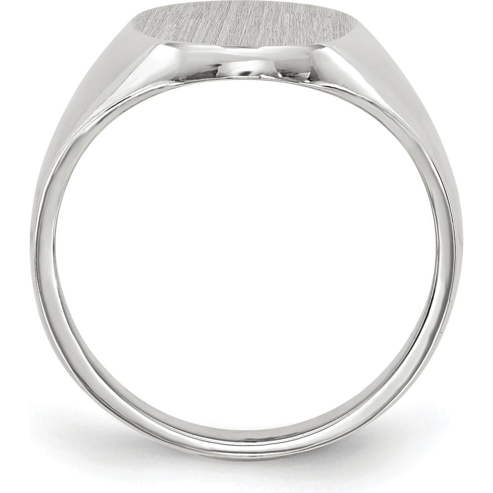14K White Gold Signet Ring with Brushed Satin Finish - 8.0x11.5mm by 0