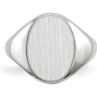 14K White Gold Signet Ring with Brushed Satin Finish - 8.0x11.5mm by 0