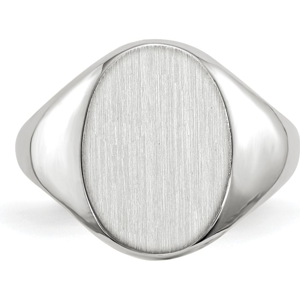 14K White Gold Signet Ring with Brushed Satin Finish - 8.0x11.5mm by 0