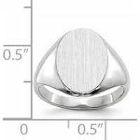 14K White Gold Signet Ring with Brushed Satin Finish - 8.0x11.5mm by 0
