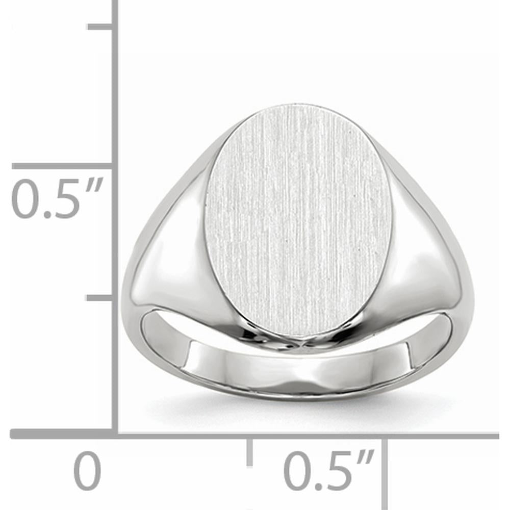 14K White Gold Signet Ring with Brushed Satin Finish - 8.0x11.5mm by 0