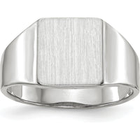 14K White Gold Signet Ring with Polished and Brushed Finish - 8.5x9.5mm Top Size by 0