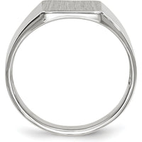 14K White Gold Signet Ring with Polished and Brushed Finish - 8.5x9.5mm Top Size by 0