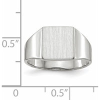 14K White Gold Signet Ring with Polished and Brushed Finish - 8.5x9.5mm Top Size by 0