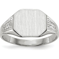14K White Gold Signet Ring with Polished & Brushed Finish - 9x10.5mm Top Size by 0