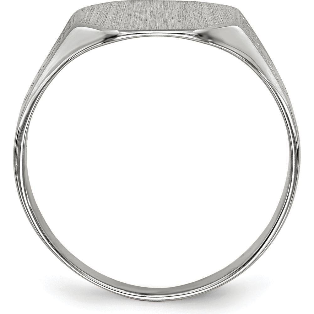 14K White Gold Signet Ring with Polished & Brushed Finish - 9x10.5mm Top Size by 0