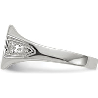 14K White Gold Signet Ring with Polished & Brushed Finish - 9x10.5mm Top Size by 0