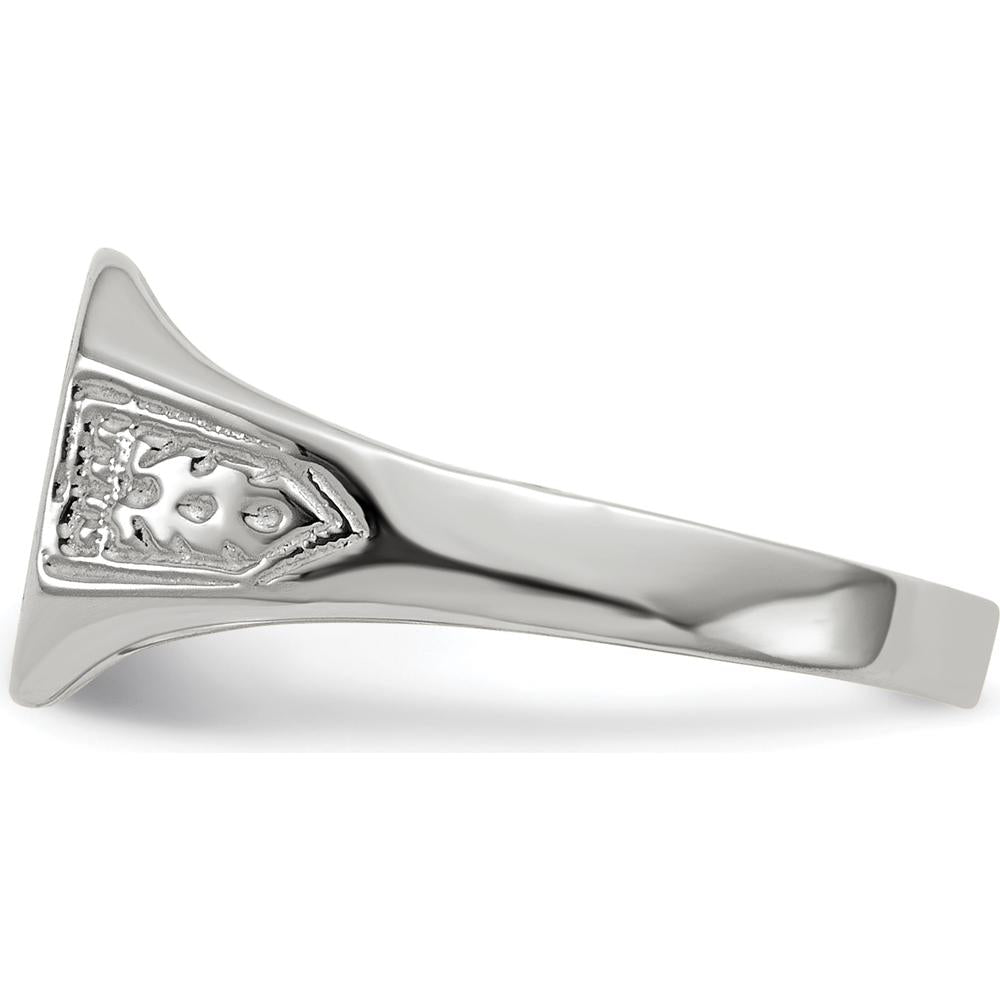 14K White Gold Signet Ring with Polished & Brushed Finish - 9x10.5mm Top Size by 0
