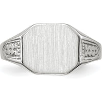 14K White Gold Signet Ring with Polished & Brushed Finish - 9x10.5mm Top Size by 0